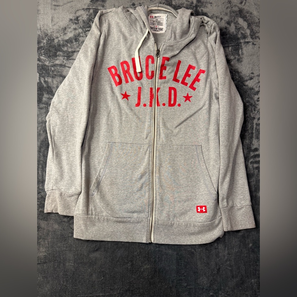 Under Armour and Roots of Fight featuring Bruce Lee branding zip up hoodie